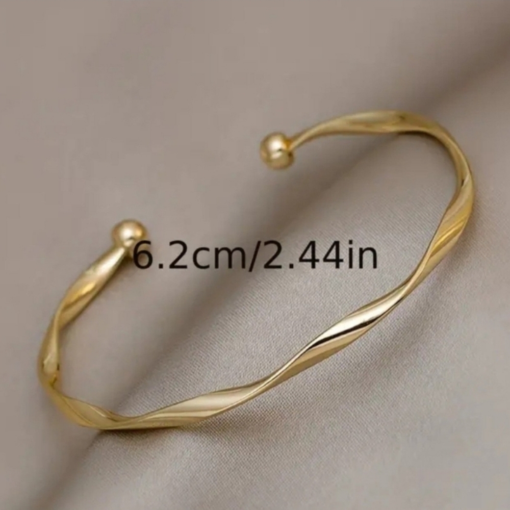 New Gold Classic Twisted Adjustable Cuff Bangle Bracelet - Picture 3 of 3